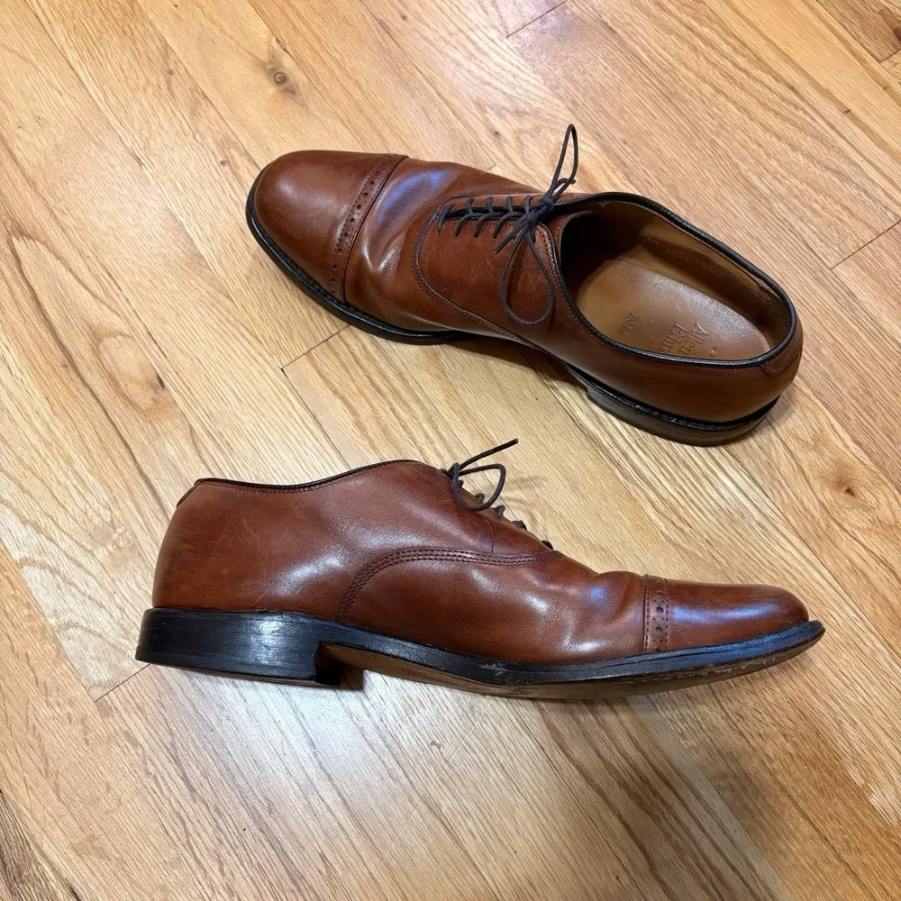 Allen Edmonds Byron Cap Toe Brogue Oxford Mens Size 10 B Brown Leather Shoes